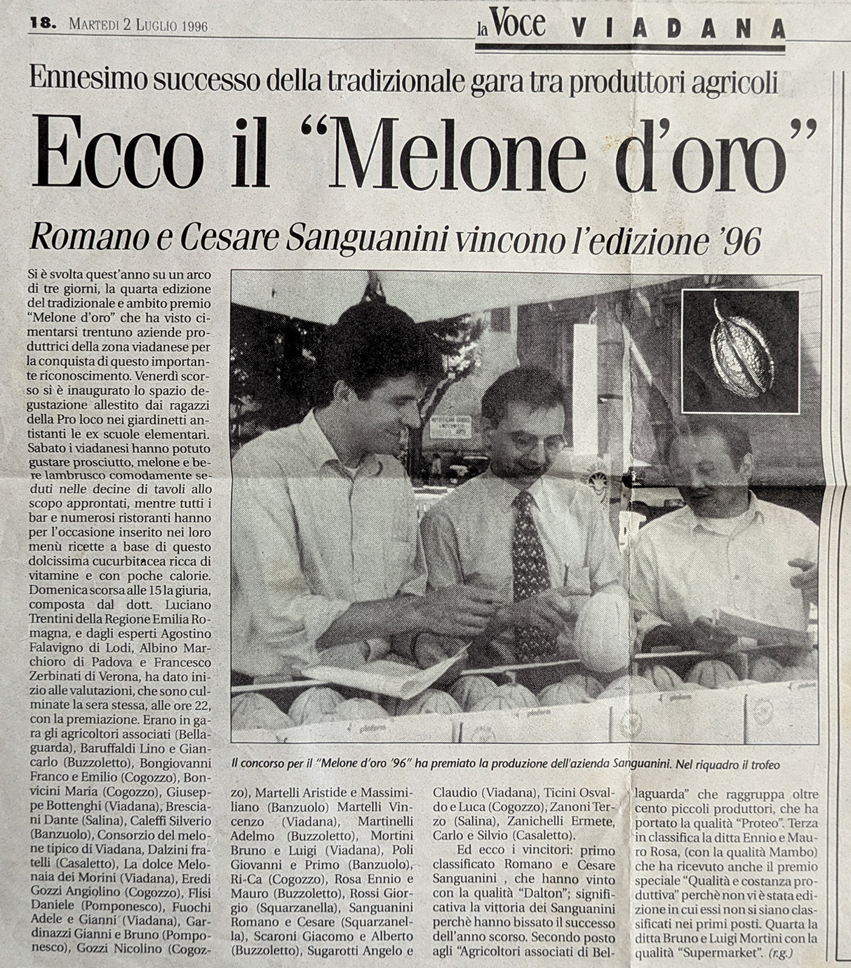 1996 – Secondo Melone d'Oro di Viadana